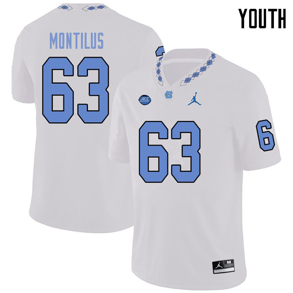 Jordan Brand Youth #63 Ed Montilus North Carolina Tar Heels College Football Jerseys Sale-White